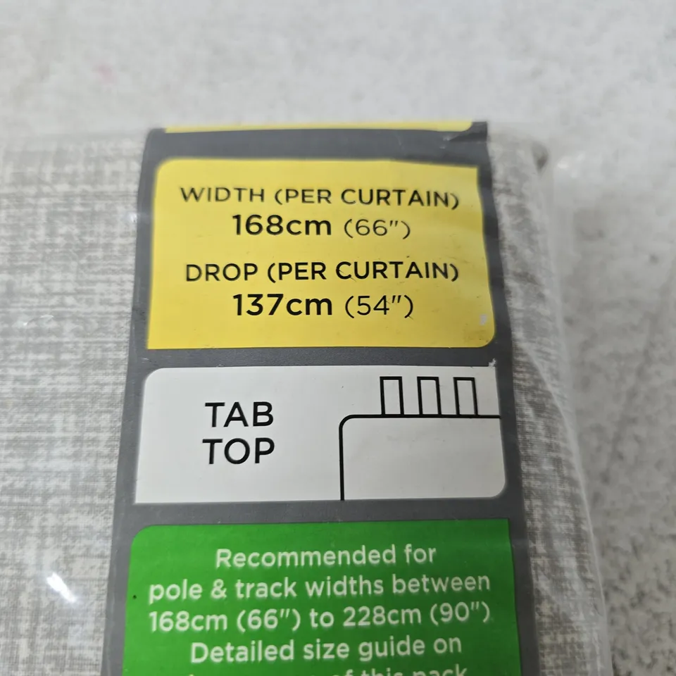 DUNELM GRAYSON TAB TOP CURTAINS – GREY, 168 CM WIDE X 137 CM DROP PER CURTAIN