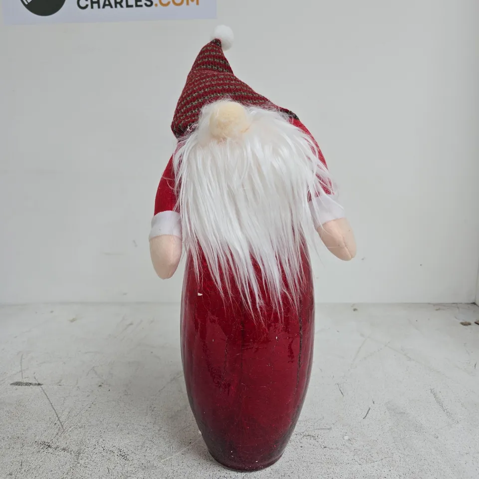FESTIVE PRE LIT LARGE GLASS CHRISTMAS CHARACTER ORNAMENT BOXED