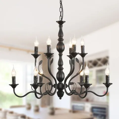 BOXED 12-LIGHT DIMMABLE CANDLE STYLE CHANDELIER 