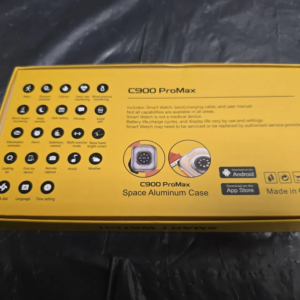 C900 PROMAX SMART WATCH WITH SPACE ALUMINUM CASE – YELLOW BOX SET