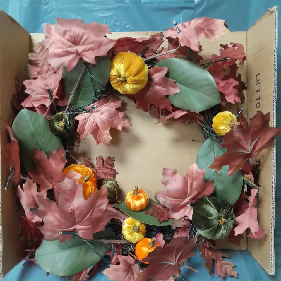 BOXED MULTI COLOURED  PUMPKIN WREATH 