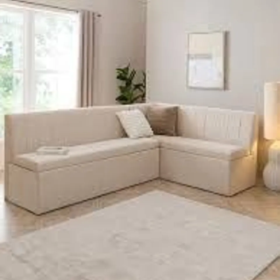 BOXED SANDER CORNER STORAGE BENCH - BEIGE (2 BOXES) RRP £799