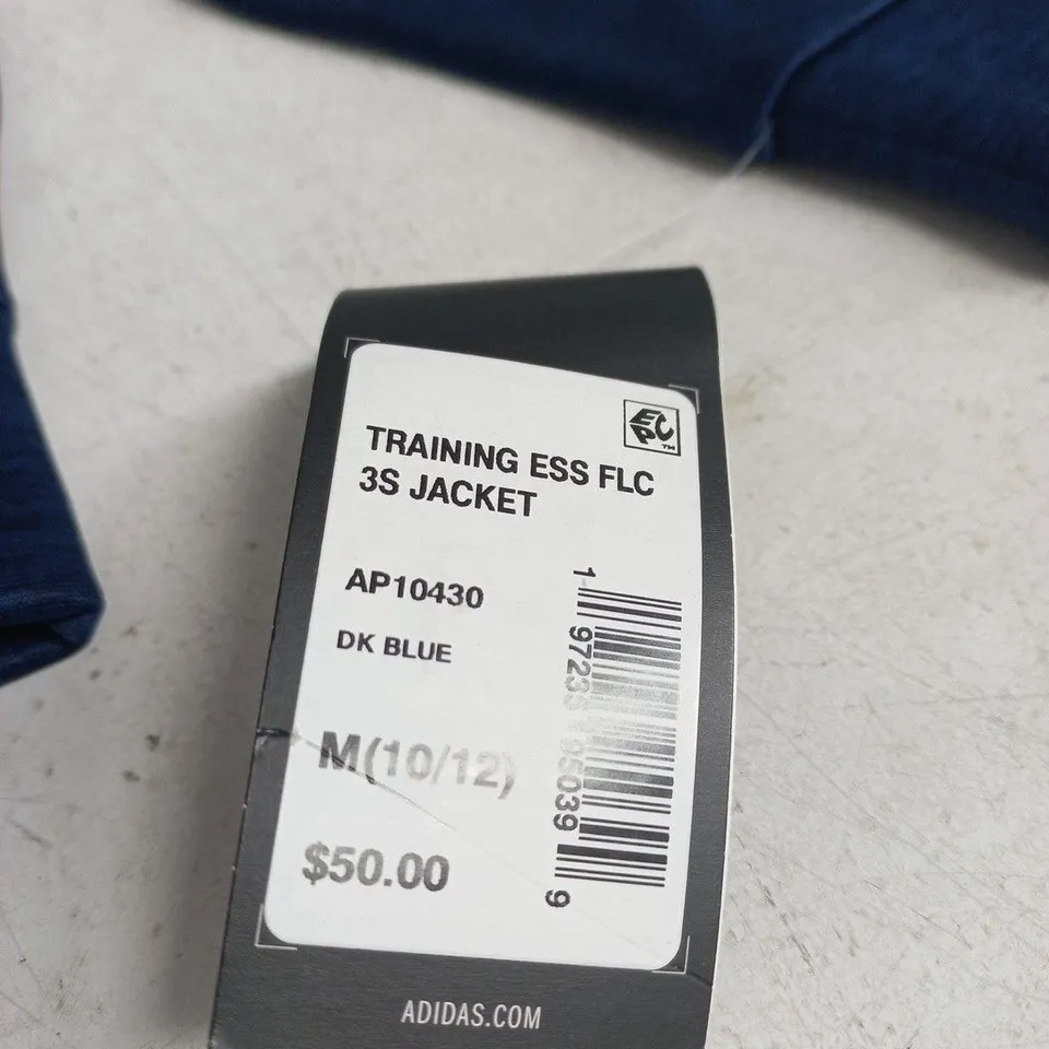 ADIDAS TRAINING ESS FLC 3S JACKET – DARK BLUE, UK M 10-12