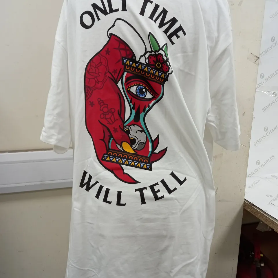 BROKEN SOCIETY ONLY TIME WILL TELL TEE IN WHITE - 3XL
