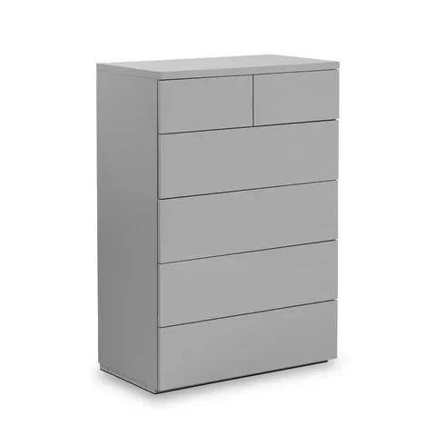 BOXED DELPHINUS 6-DRAWER CHEST OF DRAWERS - GREY GLOSS (2 BOXES)