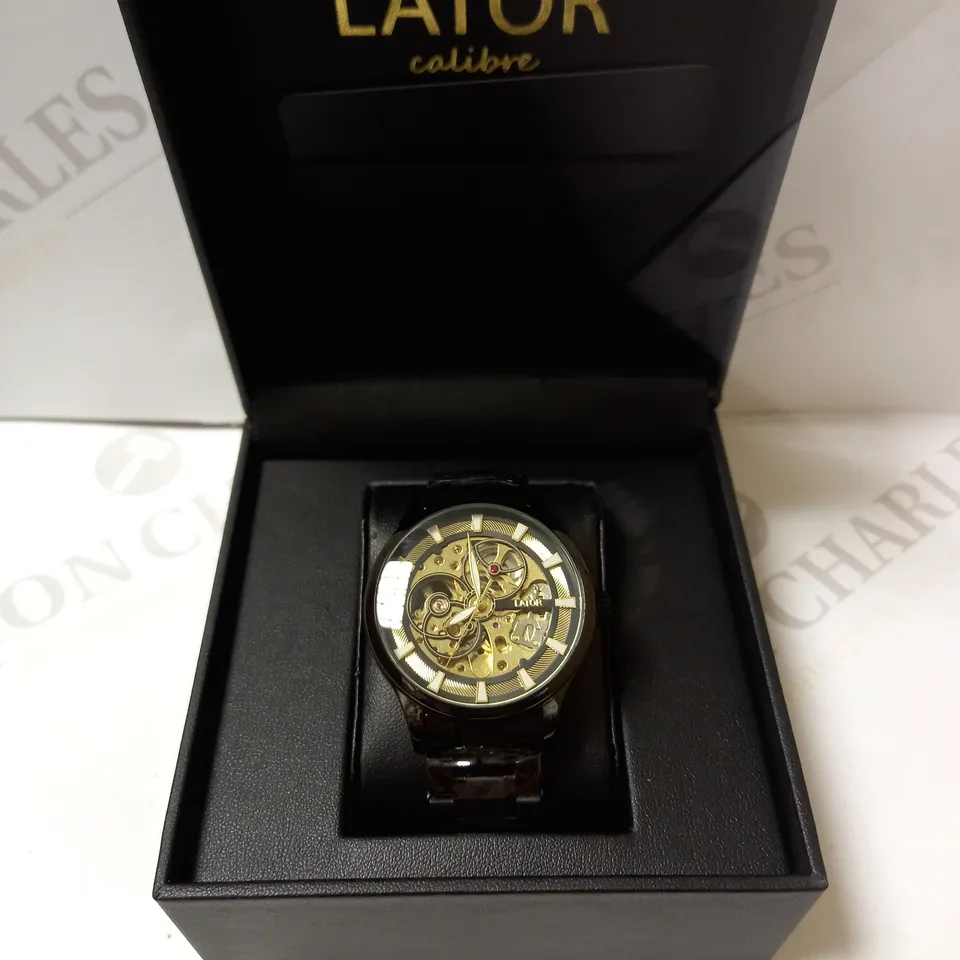LATOR CALIBRE PART SKELETON GOLD FACE BRACELET STRAP WATCH RRP £550