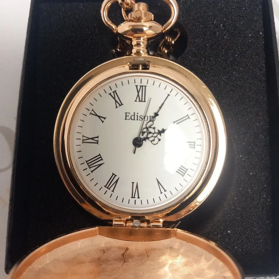 MENS EDISON POCKET WATCH WITH CHAIN – BRAND NEW IN BOX