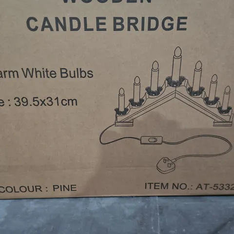 Wooden Candle Bridge – Pine, 7 Warm White Bulbs