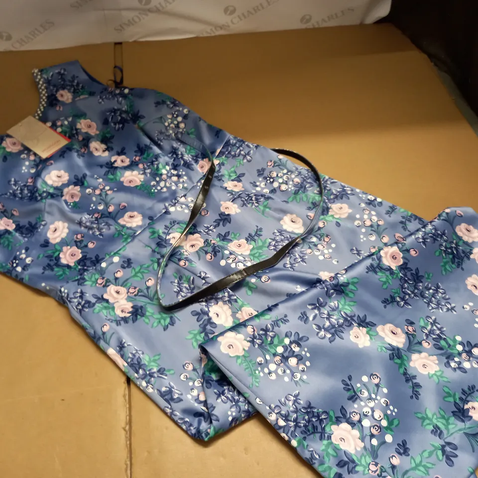 MONSOON BLUE FLORAL DRESS - UK 12