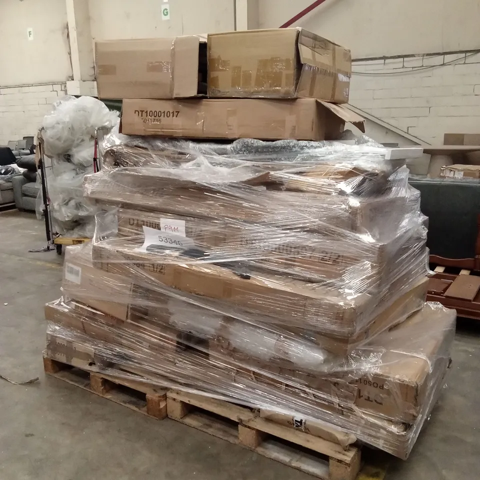 PALLET OF ASSORTED INCOMPLETE DESIGNER FURNITURE PARTS AND PIECES 
