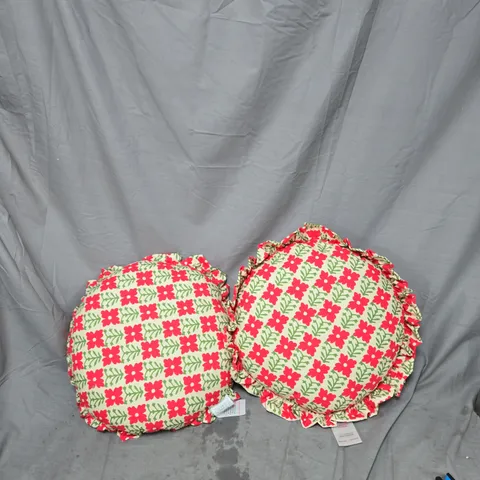 COZEE HOME FLORAL ROUND CUSHIONS, SET OF 2