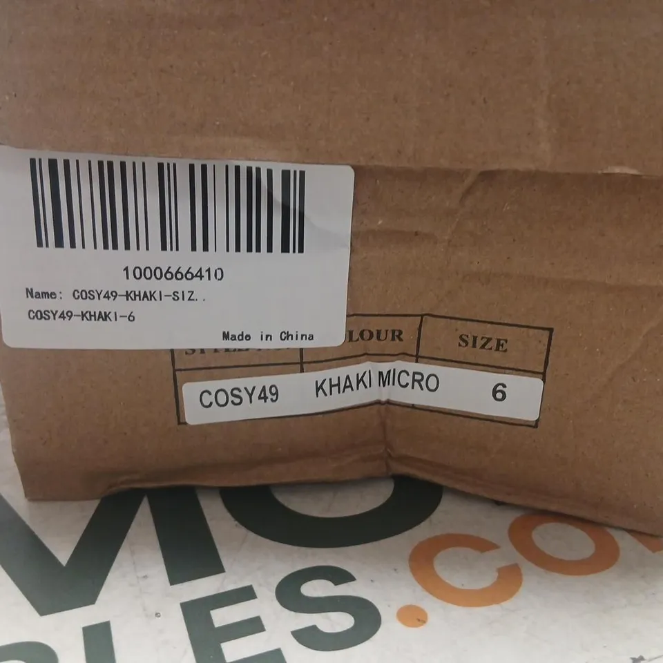 COSY KHAKI MICRO SLIPPERS – UK 6, KHAKI