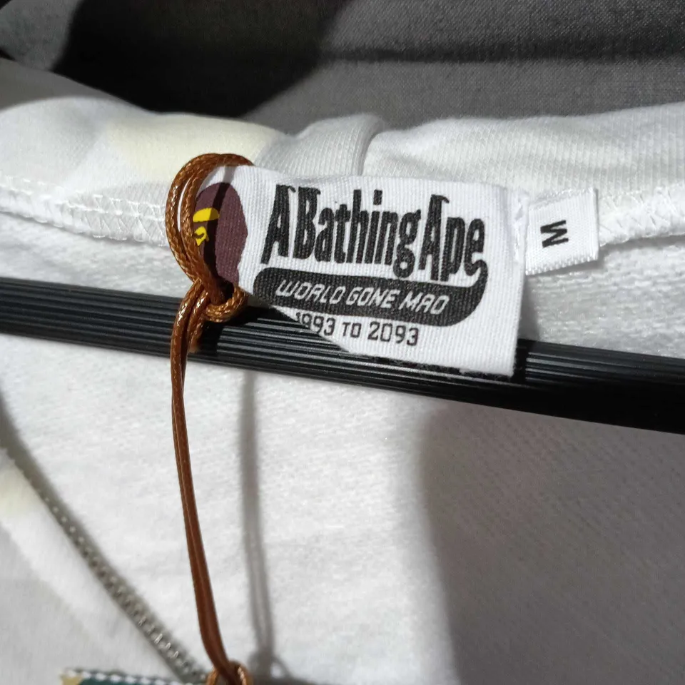 A BATHING APE CAMOUFLAGE ZIP HOODIE – WHITE & GREY, UK M