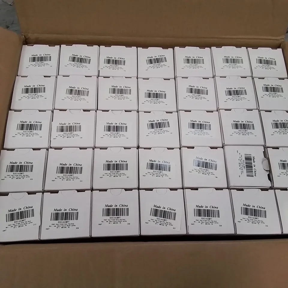 BOX CONTAINING APPROXIMATELY 35 DOUBLE SIDED REVERSIBLE DESK MATS