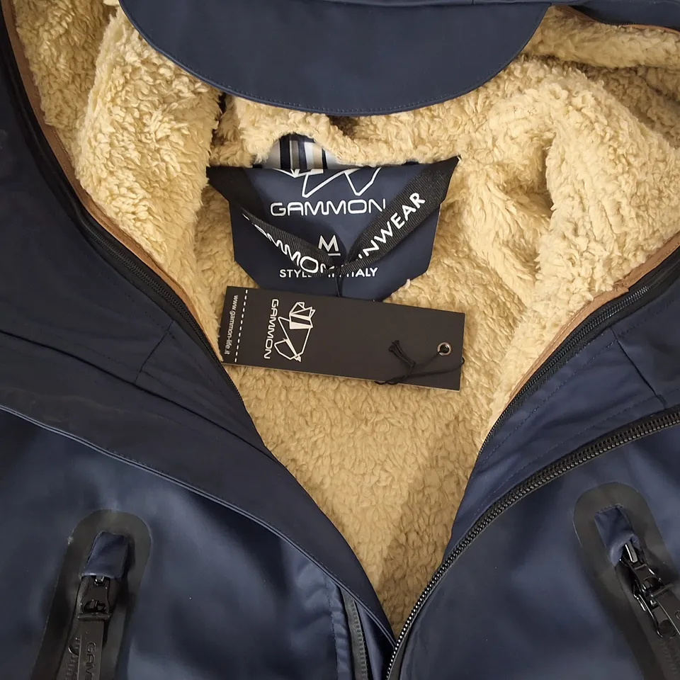 GAMMON NAVY ZIP THROUGH HOODED SHOWERPRO9F COAT - M