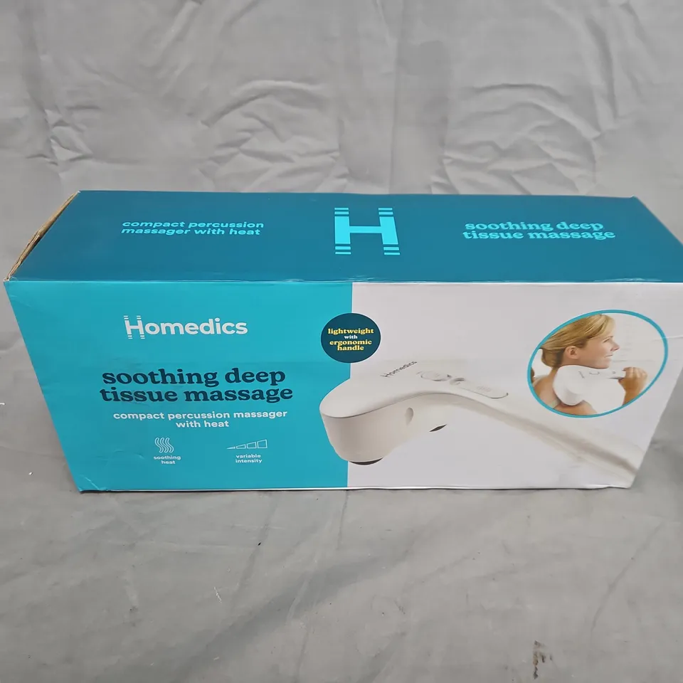 HOMEDICS COMPACT PERCUSSION MASSAGER WITH HEAT – BOXED