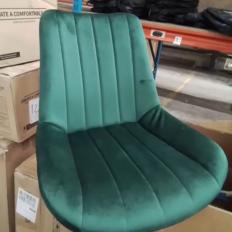 BOXED CLAIR SET OF TWO GREEN FABRIC UPHOLSTERED DINING CHAIRS