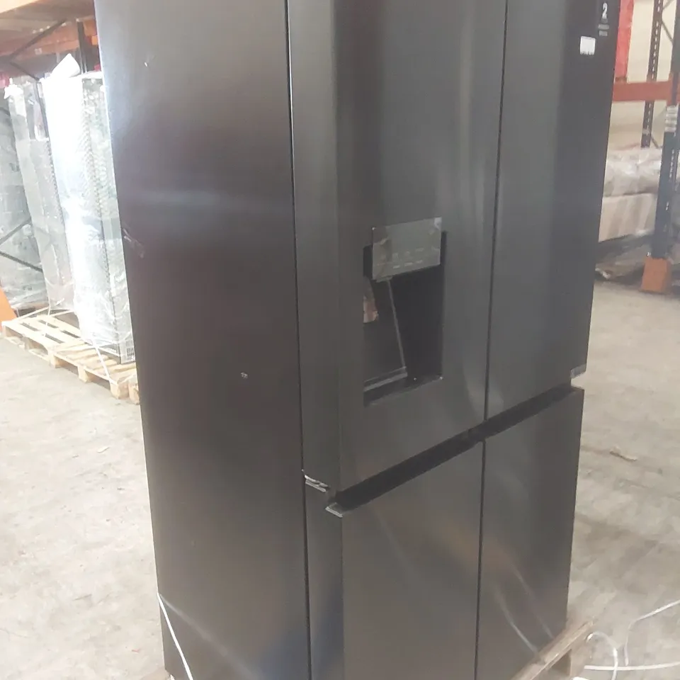 HISENSE PUREFLAT FOUR DOOR FRIDGE FREEZER WITH ICE & WATER NON-PLUMBED RQ760N4SBFE - BLACK STEEL