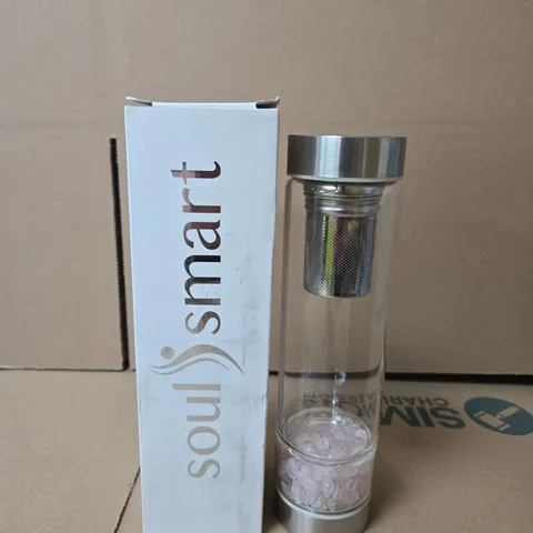 BOXED SOUL SMART WATER BOTTLE WITH CRYSTAL STONE AND TEA INFUSER