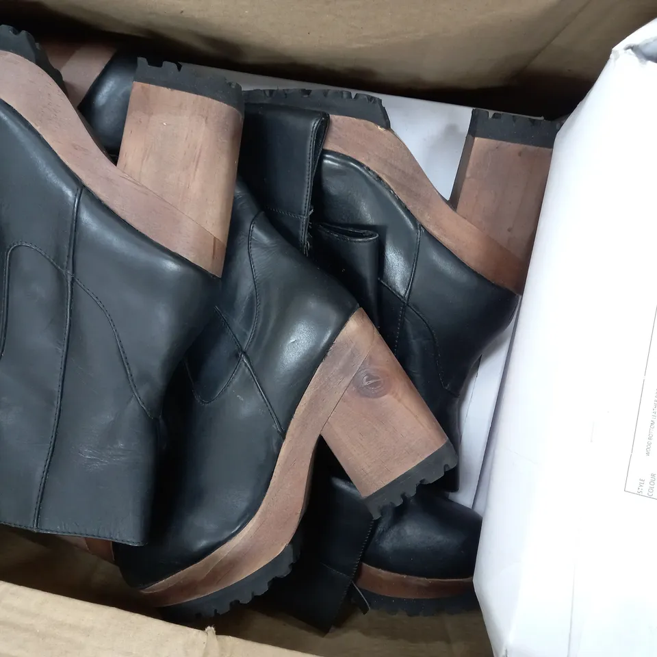 APPROXIMATELY 7 PAIRS OF SILENCE+NOISE WOOD BOTTOM LEATHER BOOTS TO INCLUDE SIZES 8, 9
