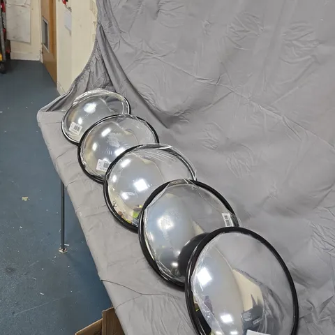 SET OF 6 CLEAR GLASS CEILING LIGHT SHADES WITH BLACK RIMS