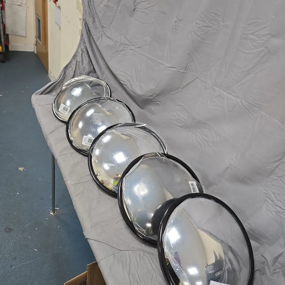 SET OF 6 CLEAR GLASS CEILING LIGHT SHADES WITH BLACK RIMS