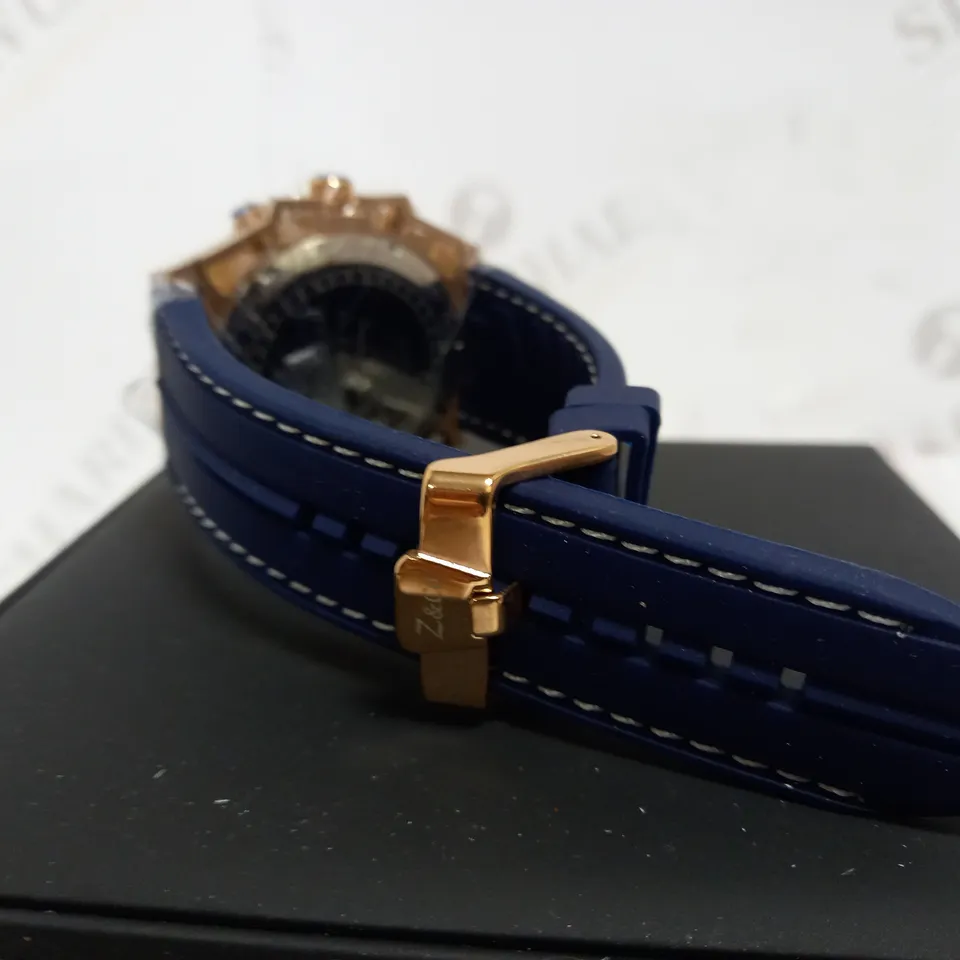 ZIHLMANN & CO TRIPLE DIAL BLUE RUBBER STRAP WATCH