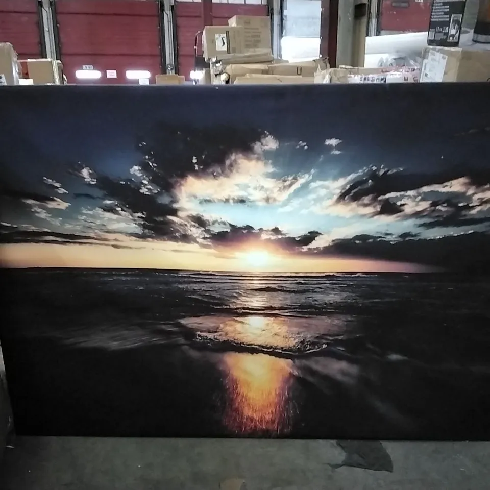 WRAPPED CANVAS PRINT - FIRE SUNSET GLOW BEACH (1 ITEM)