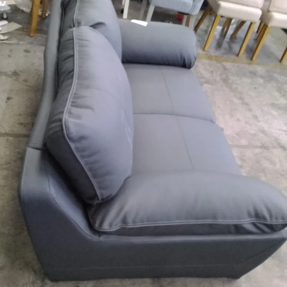 QUALITY DESIGNER 2 SEATER SOFA - DARK GREY LEATHER 