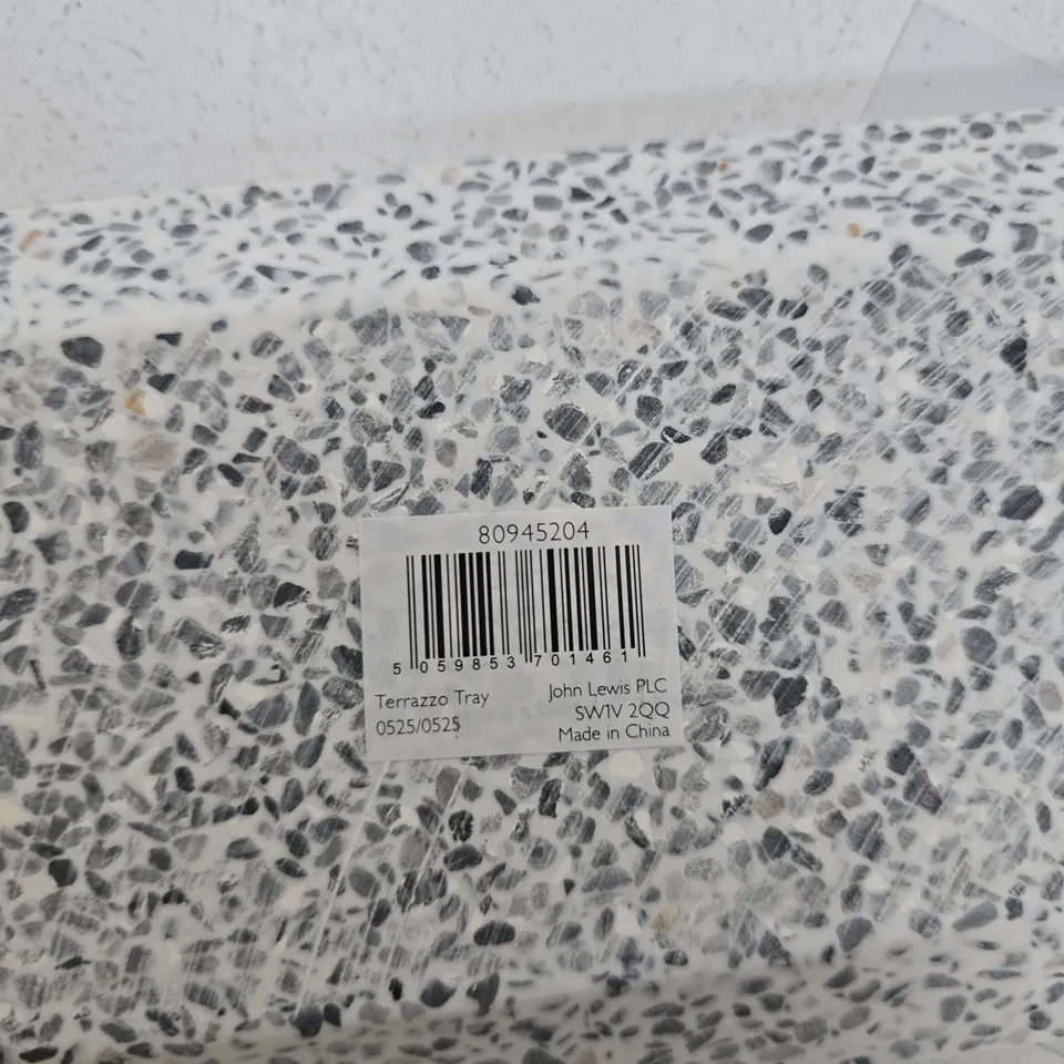 JOHN LEWIS TERRAZZO TRAY & TUMBLER SET – WHITE WITH GREY SPECKLES