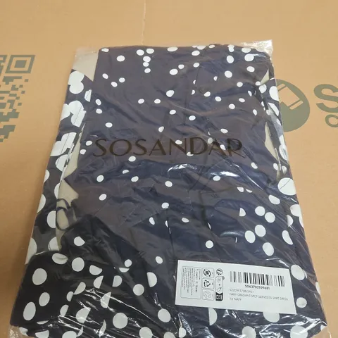 SOSANDAR NAVY GRADIENT SPOT SLEEVELESS SHIRT DRESS β UK SIZE 16