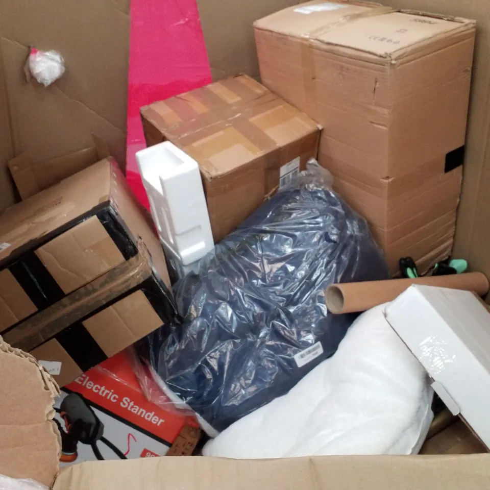 PALLET OF ASSORTED PRODUCTS INCLUDING  OFFICE CHAIR, SIDE TABLE, LAMINATE FLOOR CUTTER, TOILET SAFETY RAIL