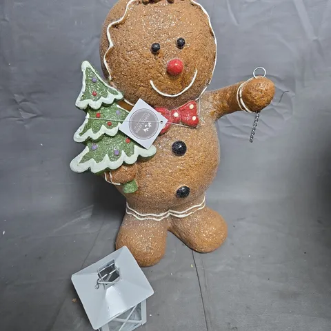 GINGERBREAD MAN WITH LANTERN CHRISTMAS DECOR  