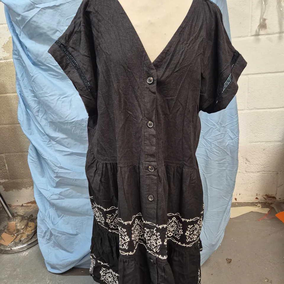 NEXT WOMEN'S DRESS, BLACK, XL, CONTAINS LINEN