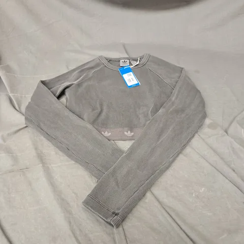 ADIDAS RIBBED LONG SLEEVE TOP IN BLACK SIZE M