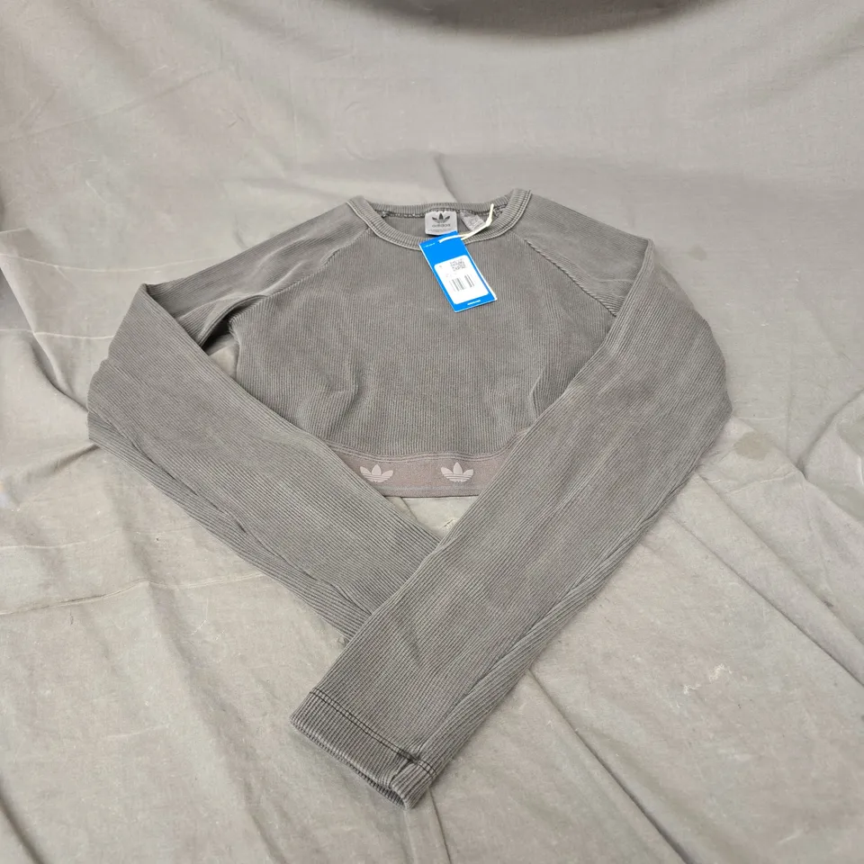 ADIDAS RIBBED LONG SLEEVE TOP IN BLACK SIZE M