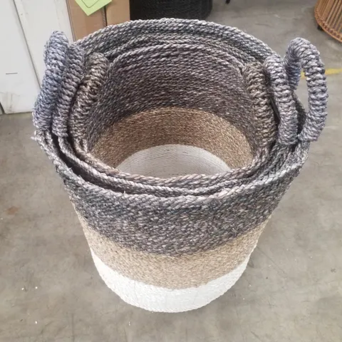 SET OF 3 BLUE/WHITE/NATURAL ROPE BOXES