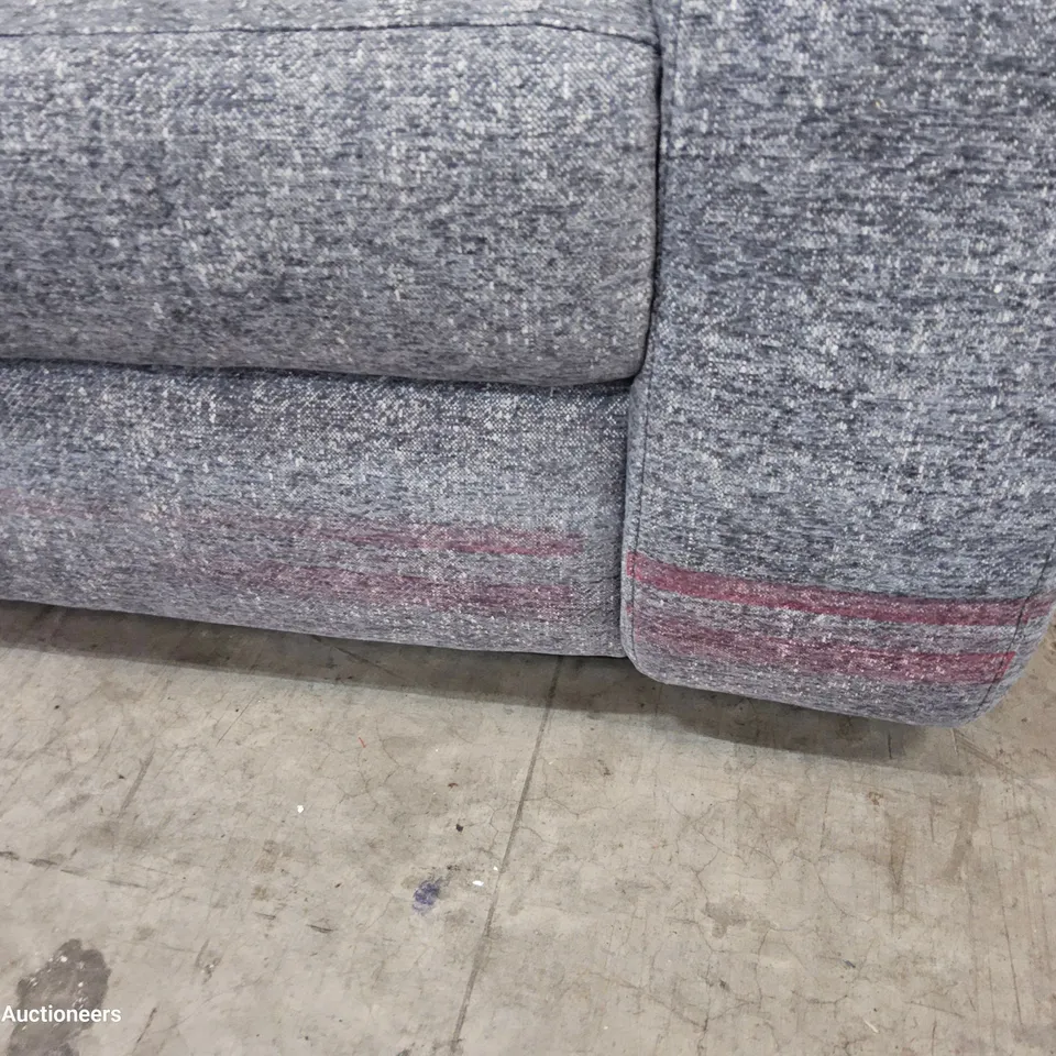 QUALITY ITALIAN DESIGNER ERIBA DOUBLE POWER RECLINING THREE SEATER SOFA GREY FABRIC 