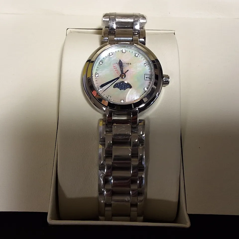 BOXED LONGINES STAINLESS STEEL MASTER CHRONOMETER WATCH