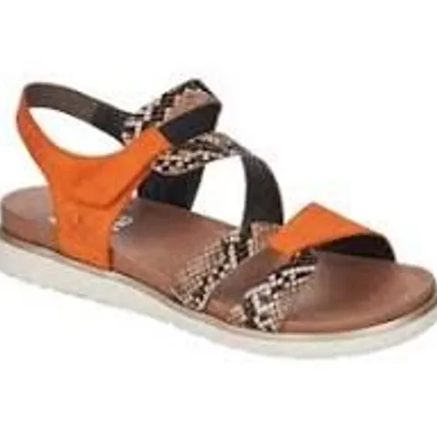 RIEKER ANTI-STRESS SANDALS ORANGE SNAKE PRINT DESIGN SIZE 6.5