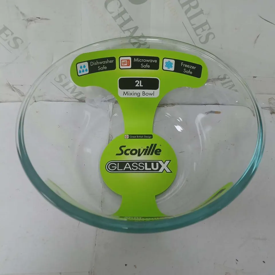 6 SCOVILLE GLASSUX 2L MIXING BOWLS - COLLECTION ONLY