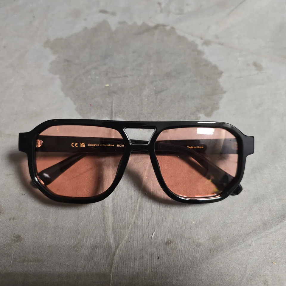 MELLER SUNGLASSES – BLACK FRAME WITH BROWN-TINTED LENSES -BOXED 