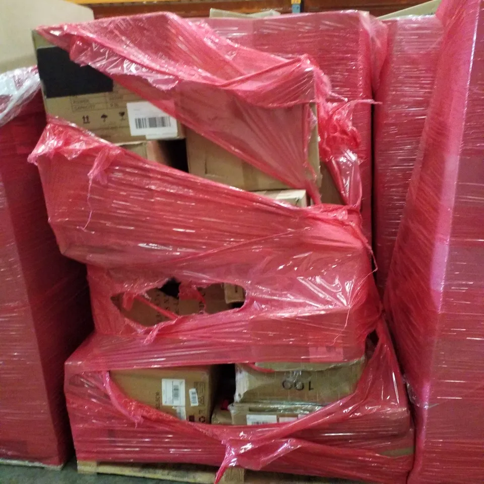 PALLET CONTAINING ASSORTED PRODUCTS INCLUDING DUAL ZONE AIR FRYER, WHITE LED TV & LUMBAR SUPPORT CHAIR 