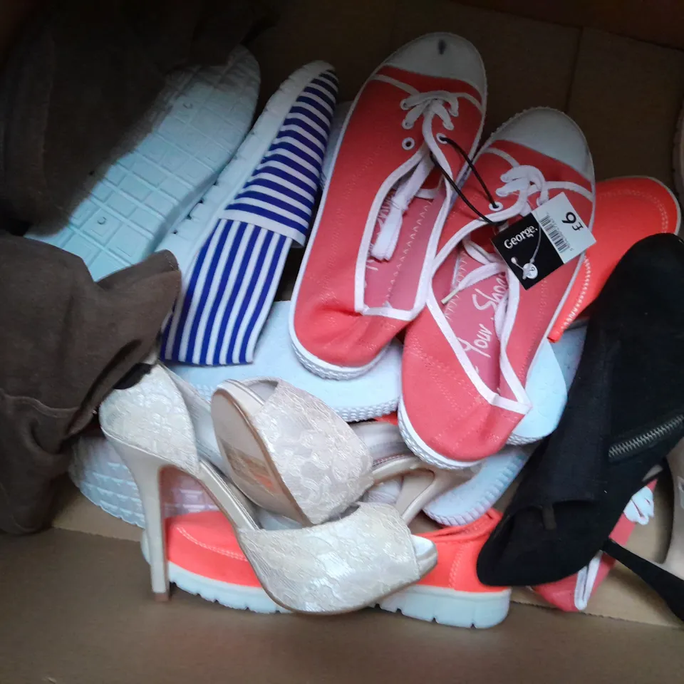 APPROXIMATELY 10 PAIRS OF ASSORTED WOMEN SHOES IN VARIOUS STYLES AND SIZES 