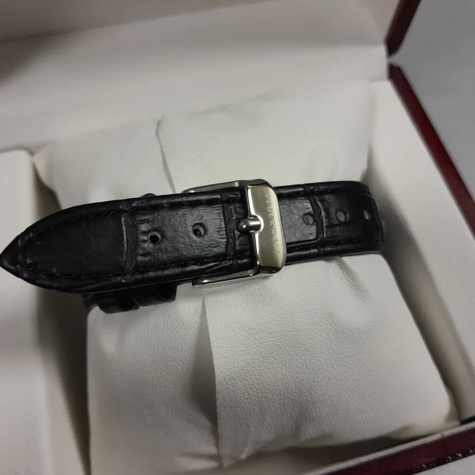 LADIES STOCKWELL WATCH WITH TEXTURED DIAL WITH SUB DIAL MINUTE HAND AND LEATHER STRAP IN GIFT BOX