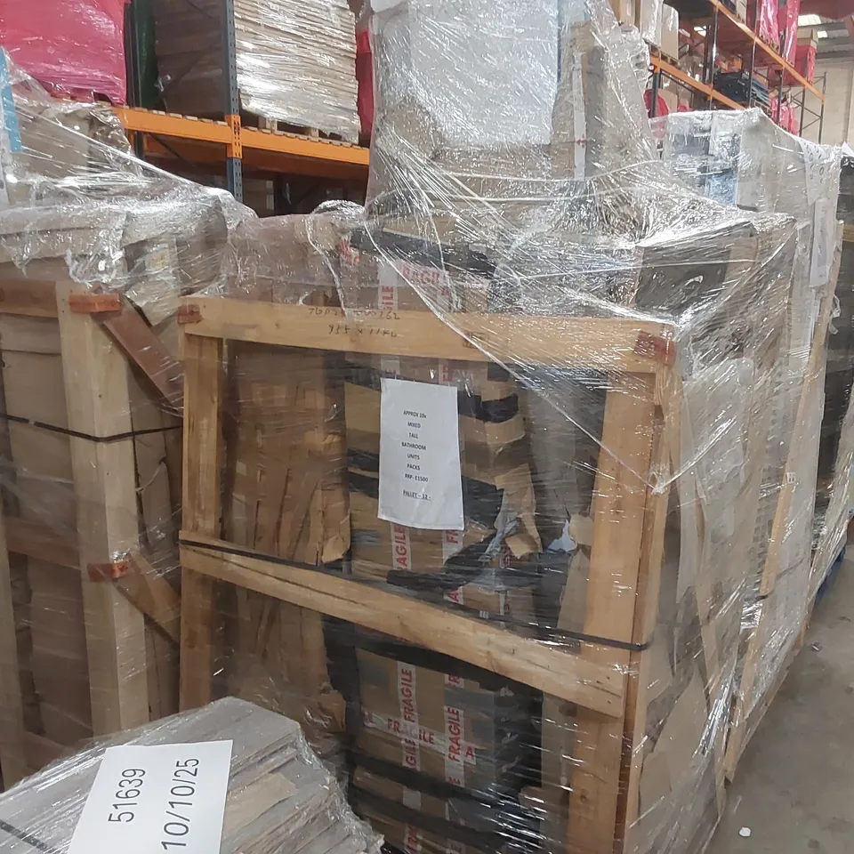 PALLET CONTAINING APPROXIMATELY 10x MIXED TALL BATHROOM UNITS PACKS