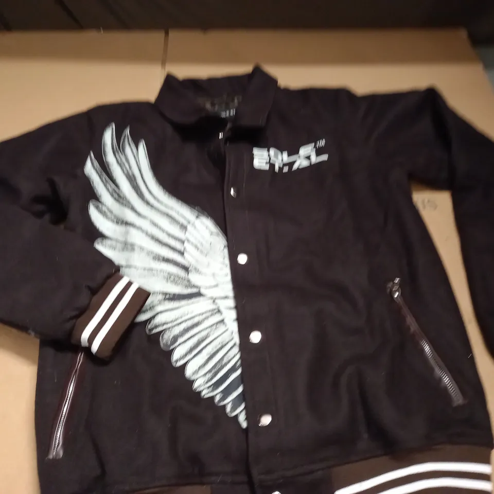 SOLE ET AL BUTTON UP VARSITY JACKET IN BROWN - SIZE UNSPECIFIED