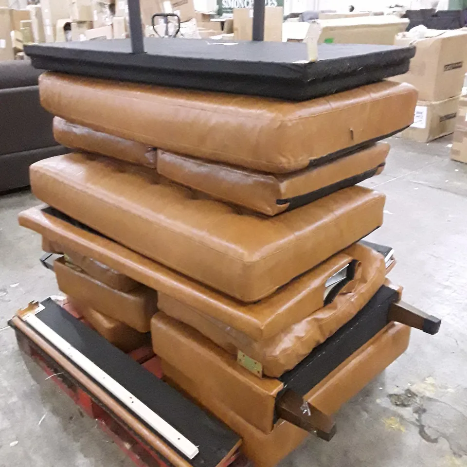 PALLET OF BROWN LEATHER SOFA PARTS