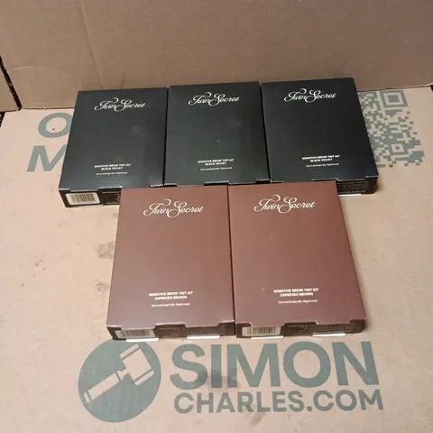 5 X TWIN SECRET SENSITIVE BROW TINT KIT: BLACK VELVET + ESPRESSO BROWN