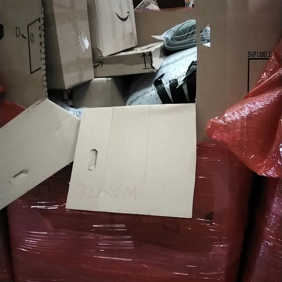 PALLET OF HOUSEHOLD ITEMS TO INCLUDE FITNESS TRAMPOLINE,  POWER CAGE ATTACHMENTS,  MIRROR,  WATERDROP FILTRATION SYSTEM  AND OTHER ASSORTED ITEMS...